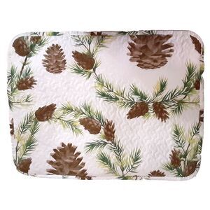Pair Beatrice Home Fashions standard shams pine cones lodge style 100% polyester